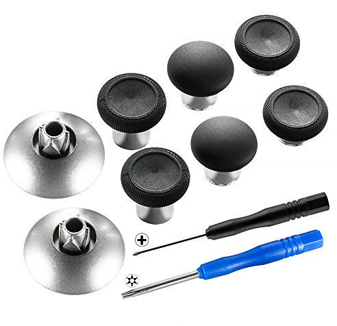 eXtremeRate 4 in 1 Magnetic Metal Thumbsticks Joysticks Kappen für Xbox One/S/X/Elite V1, 4 Teiliges Analogsticks Caps Tasten Set für ps4-Schwarz