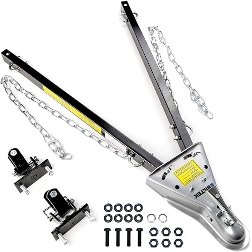Biltek Adjustable Tow Bar with 5000 lbs Towing Capacity, Universal Tow Bar with 2X Safety Chains, Compatible Tow Bars for Jeeps, Trucks, SUVs, RVs, Boat, Trailers, Fits 2 Coupler Trailer Ball hitch