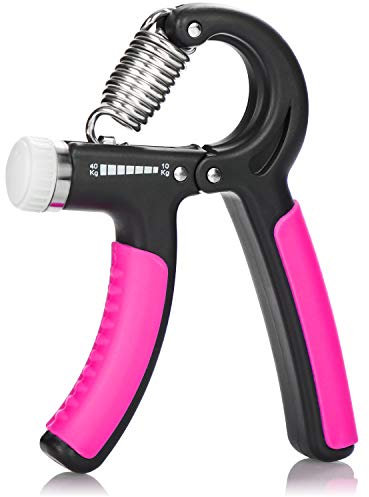 com-four® Handtrainer - Unterarmtrainer für linke und rechte Hand - Fingertrainer für das Handmuskeltraining - Griffkraft-Trainer einstellbar (pink)