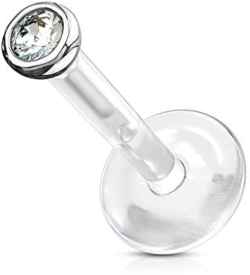 Paula & Fritz® Lippe-npiercing Stecker Bioflex 14 Karat Echt-gold Weißgold Labret Piercing 6-mm 8-mm 1,2-mm Ohr Damen Herren Tragus Conch Kugel Stab