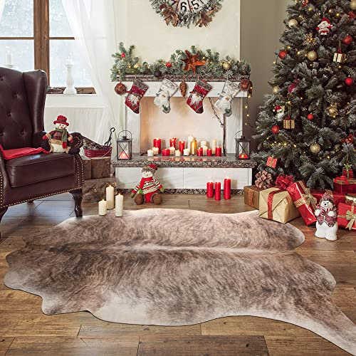LYENDOS Rindsleder-Teppich, 12 x 150 cm, Rindsleder, langlebig, rutschfeste Unterseite, Kunstrindsleder, verdickt, elastisch, für Schlafzimmer, Wohnzimmer, Zuhause, Büro, Western-Dekor