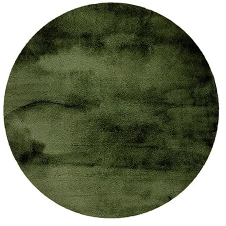 FRAAI | Home & Living Hochflor Teppich Rund - Comfy Supreme Grün - Ø 80 cm | Shaggy, Einfarbig - Ländlich, Modern, Skandinavisch - Wohnzimmer, Esszimmer, Schlafzimmer - Fellteppich