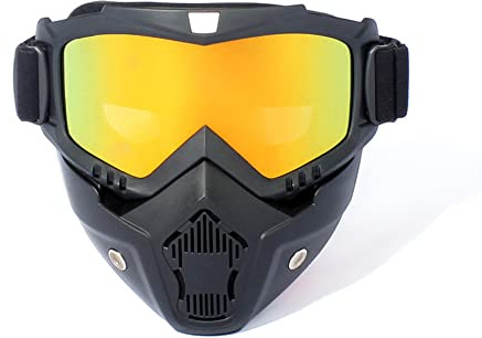 Baceyong Motorradbrille Motocross Motorradbrille Abnehmbare Brille UV-Schutz Skifahren Radfahren Jethelm Maske