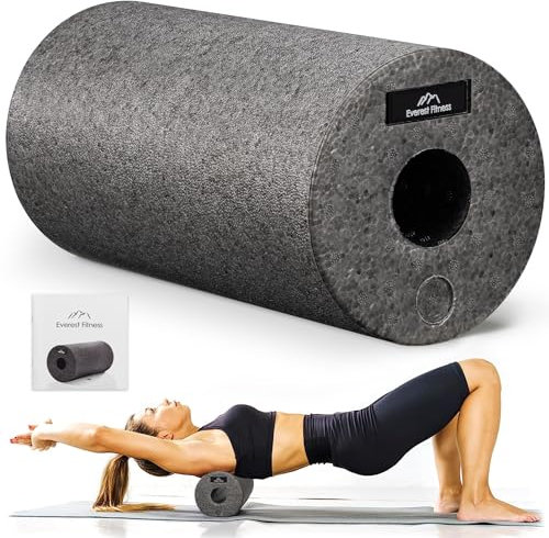 EVEREST FITNESS Faszienrolle Wirbelsäule 30 cm mittel-hart in dunkelgrau inkl. Booklet - Professionelle Faszien Rolle für Rücken - Foam Roller - Massagerolle - Fitness Rolle - Yoga Massageroller