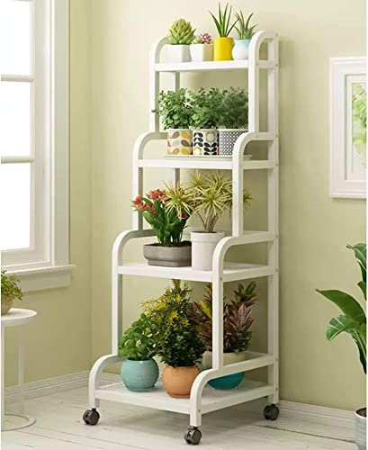 Metall-Pflanzenständer-Regale, weißer Schmiedeeisen-Blumentopfhalter-Ständer, Leiterregal für Blumentopf-Präsentationsständer in der Ecke, Wohnzimmer, Balkon, Terrasse, Hof