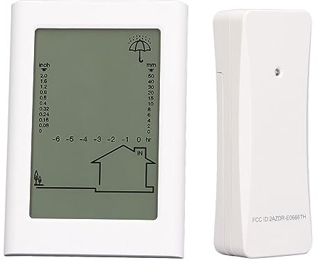 Digital Rain Gauge with Indoor Outdoor Thermometer, 3-in-1 Wireless Weather Station Electronic Rain Gauge with Rain Collector Display Temperature Humidity Rainfall Rates Accumulations Rainfall History