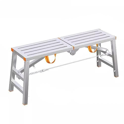 Arbeitsplattform, Klappleiter Faltbar Hocker Leiter Trittbank Gerüst Höhenverstellbar Robuste Trockenbautrittleiter Treppengerüst, Anti-Rutsch Design, Für Deckendekoration, Reinigung, BAU(Size:1.2M)