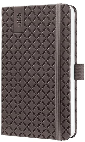 SIGEL J5122 Wochenkalender 2025 A6, Jolie, braun, Hardcover, Gummiband, Stiftschlaufe, Einstecktasche, 174 Seiten, vegan, Buchkalender, Terminplaner