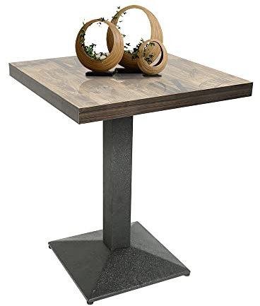 OHMG Tavolo da bar, 60 x 60 x 75 cm, tavolo da pranzo industriale retrò, tavoli da cucina da bistrò, tavolo quadrato, tavoli da bistrot in metallo e legno, stile industriale (1)
