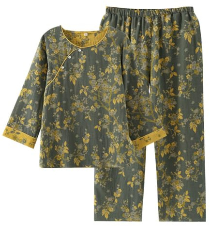 Conjunto de Pijama de Tejido Jacquard, Pijama Tipo Kimono japonés Hanfu para Mujer, Talla XL -W12
