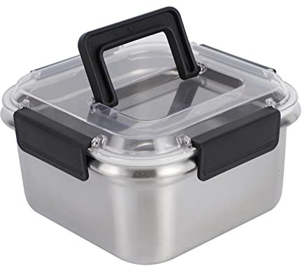 Edelstahl-Lunchbox, isoliert mit Jacke, 1 Stück Edelstahl-Thermo-Lunchbox, transparenter Deckel, warme Lebensmittelbox mit Tragegriff mit großem Fassungsvermögen zur Aufbewahrung heißer Lebensmittel (