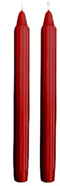 Set da 2 candele decorative scanalate Dorica - Colore Bordeaux - Durata 8 ore - Diametro 2,5 cm Altezza 25 cm