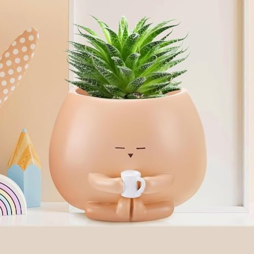 Kexpery Pots de Plantes créatifs Pots de Fleurs décoratifs Modernes en résine Pothos de Conception intérieure et extérieure pour Fleurs, légumes et Herbes, Rouge Fraise, pothos