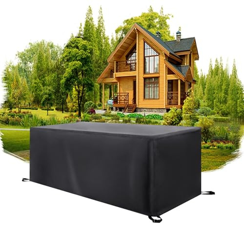 HNBFKD Housse Salon de Jardin Exterieur 400x300x100cm/LxWxH Housse Table de Jardin 420D Oxford Bâche Coupe-Vent, Anti-UV Housse de Protection Table de Jard pour Ensembles de Table et Canapé ave Noir