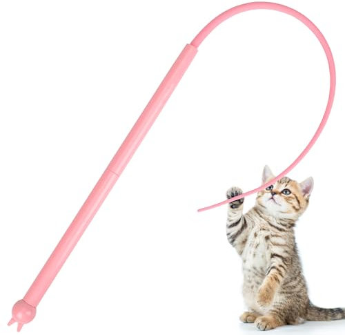 xinrongda Katzenangel Lang, Katzenangel Stabil, Mausschwanzförmiges Zauberstabspielzeug für Kätzchen, Silikon Maus Schwanz Katze Spielzeug, 77 cm Katzenspielzeug Selbstbeschäftigung für Indoor-Spiel
