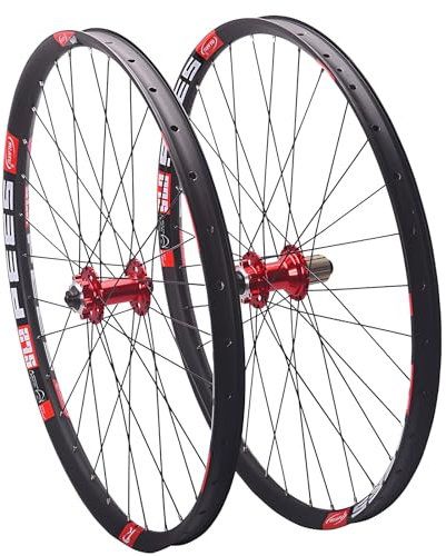 HZXQCVB Mountain Bikes Wheel Set 26 27.5 29 Inch Aluminum Alloy Rims Quick Release Disc Brake Wheels 32H Front Rear Hubs For 8-12 Speed Cassette(Red,29in)