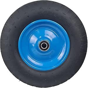 BSBe® Schubkarrenrad mit Stahlfelge und Schlauch 4.00-8/4.00-80 blau mit Kugellager