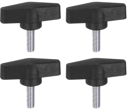 QUARKZMAN 4 Stück Rändelschrauben mit T Flügelknöpfe M8 x 25mm Kunststoff T-Kopf Kohlenstoffstahl 55mm Gewindebolzen Klemmschraube Flügelschraube Haltegriffe Klemmknopf für Maschine