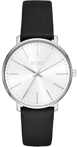 BUREI Frauen Uhren Mode Minimalistisch Analog Leder Quarz Wasserdicht Uhren für Frauen