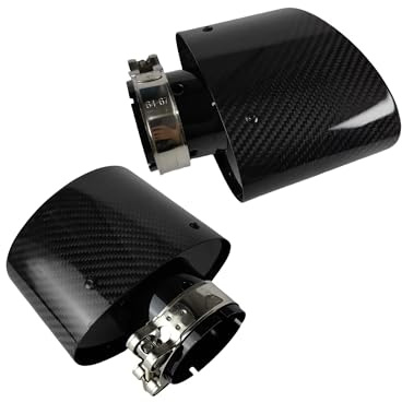 Tubo Punta Silenciador Escape 1 Pieza Universal Silenciador Fibra Carbono Mate Boquilla Tubo Escape Decoración Inoxidable Plateado Ovalado 150 Mm Inclinación Izquierda Derecha Tubo Escape Cola(Polishi