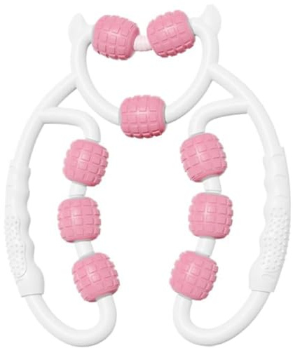 Dryxog Masseur Anti Cellulite Rouleau Massage 360° Musculaire Jambes Soulage Fatigue Rouleau de Massage Manuel pour Cuisses Fesses Réduction Stimulation Circulatoire Accessoire (Rose)