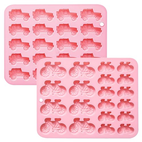 Stampo in silicone per stampi per veicoli e biciclette, forma caramella rosa, confezione da 2