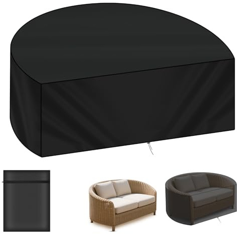 AOOWU Copertura Letto da Giardino Semicerchio, Impermeabile Coperture Isola Prendisole, Copridivano da Esterno Copertura, Oxford 210D, Antivento, Anti-UV Telo Copri Divano Giardino 230x120x100CMCM