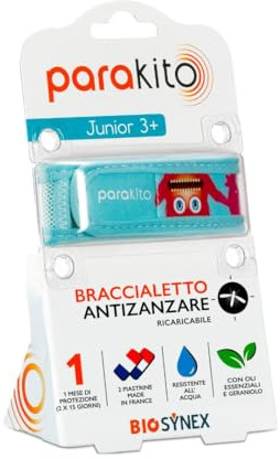 PARAKITO - Braccialetto Antizanzare - 2 Ricariche Incluse - 1 Mese Di Protezione - Senza DEET - Modello Mostri - Taglia Junior 3+