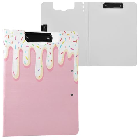 JUMBEAR Portapapeles de helado A4 con clips dobles, tablero plegable con tapa, organizador personal ligero adecuado para hospitales, oficinas, escuelas, negocios, suministros de aula