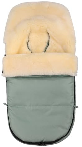 Merauno Chancelière douillette en peau d'agneau pour bébé - Coupe-vent et imperméable - Fermeture éclair intégrale - 90 x 50 cm - Vert