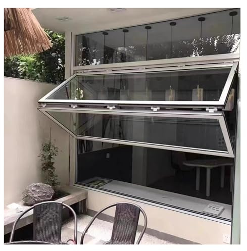 Ventana Plegable Para Concesiones, Ventanilla De Servicio, Comedor, Ventanilla De Venta De Alimentos, Con Vidrio Y Cerradura, Corrediza Vertical, Ventana De Guillotina Doble, Marco De Aluminio