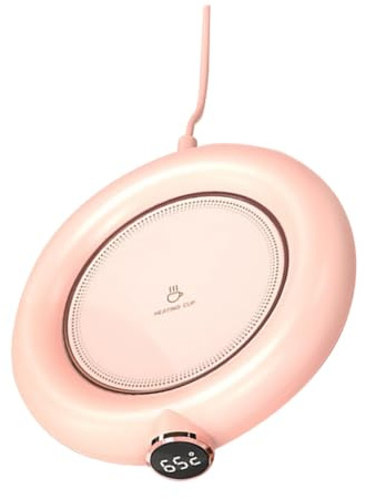 STOBAZA Chauffe-Tasse USB avec Niveaux de Température Tapis Chauffant Électrique Portable pour Café Thé et Boissons Chaudes Coussin Isolant Compact Rose