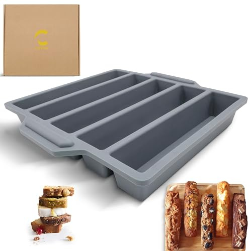 CUIRON Moule Silicone Mini Cake 5 Cavités avec Renfort Métallique, Silicone Platine LFGB Sans BPA, Moule Financiers, Cakes Salés, Gâteaux Individuels, Four et Lave-Vaisselle (Gris)