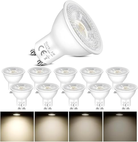 Akynite Faretto GU10 LED Dimmerabile Luce Naturale 4000K 460LM, 60 Gradi, AC 220-240V, 50mm 5W LED Equivalente a GU10 40-50W Alogena, Faretti LED per Cucina Armadio, 10 Pezzi