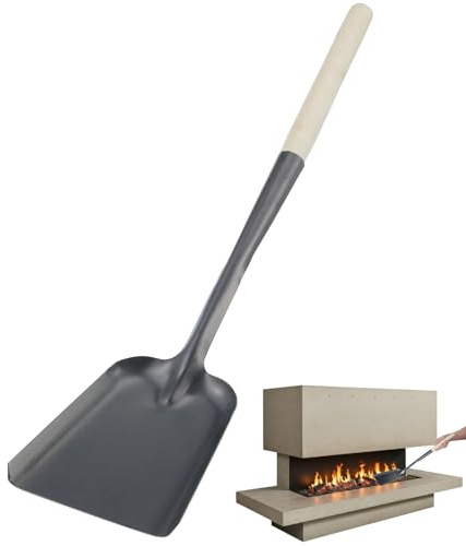 SEWACC Pelle à Cendres pour Cheminée Grand Format Manche en Bois Long, Pelle à Charbon Robuste en Fer, Outil de Nettoyage pour Poêle et Foyer, Accessoire la Cuisine Maison Polyvalent