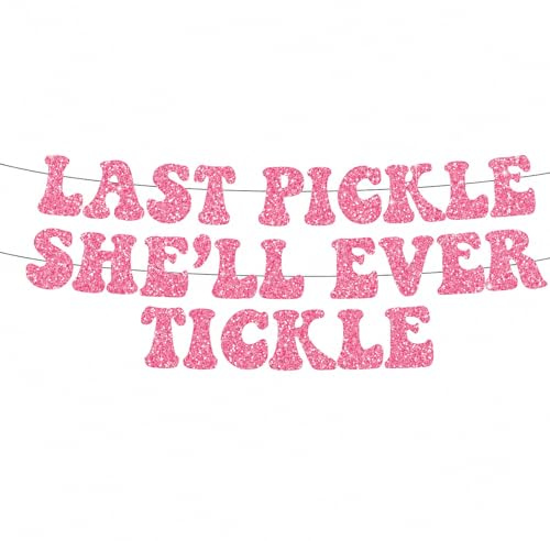 Tourima JGA Girlande Last Pickle, 2,5 m, Rosa Deko für Bachelorette Party | Rosa Glitzergirlande mit „Last Pickle She’ll Ever Tickle“ sorgt für freche Stimmung beim JGA, Polterabend und Mädelsabend.