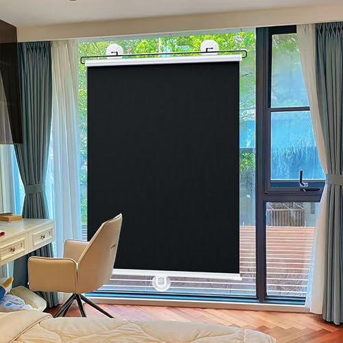 Tenda a rullo oscurante con Ventose,58X125cm Tenda Oscurante da Interno,Retrattile Automatico,Protezione Solare Termiche Isolantee Protezione UV,Senza Foratura Per Casa E Auto finestre e porte