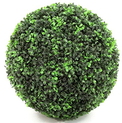 kunstpflanzen-discount.com Künstliche Buchskugel Buchsbaumkugel UV-Beständig mit 35cm Durchmesser in natürlichen Grüntönen