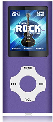 MP3 Player mit 32GB MicroSD Speicherkarte, Tabmart MP4 Musik Player Unterstützung Audio Player Media Player FM Radio E-Books Lange Akkulaufzeit 1,81 Zoll Farbdisplay Musik Player Violett