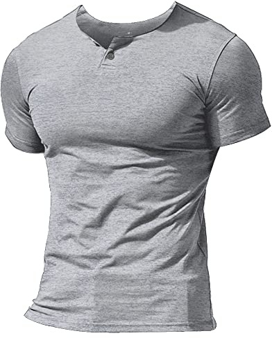 Mens Long Sleeve Henleys T-Shirts Buttons Placket Plain Cotton Shirts Cotton