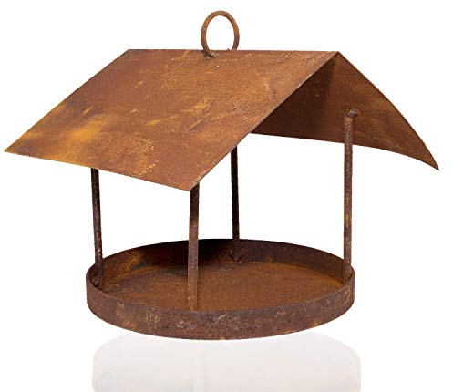 B2S BACK2SEASON Futterhaus mit Dach Metall Rost Hängen Vogelhaus Edelrost Futterstation Made in Europa