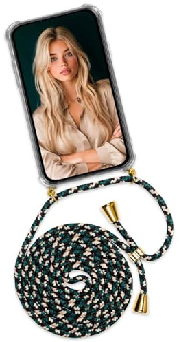 ONEFLOW Handykette für iPhone 11 Pro Hülle mit Band, Handyhülle mit Kette abnehmbar, Handyband zum Umhängen, Handy Umhängeband Lange Handykordel, Twist Case – Camo Grün