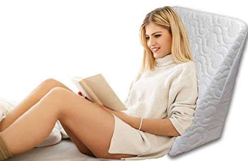 Wedge Pillow Support Cushion - Perfect for Bed and Couch | Reduce Back Pain, Snoring, Acid Reflux & Respiratory Problems - Ideal Foam for Sleeping, Reading & Rest - Breathable Washable Cover