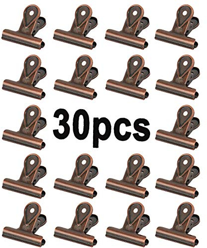 Rotes Kupfer 20mm kleine Bulldog Clips,Wassertropfenclip，30 Pack Metall Scharnier Clips Datei Papiergeld Binder Klemmen für Tags Taschen, Fotos dekorativer Clip, Büro und Küche zu Hause