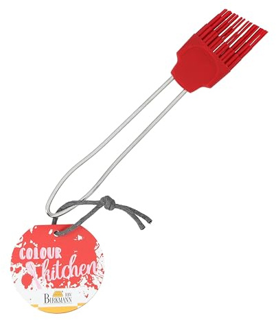 Birkmann, Colour Kitchen, universeller Backpinsel mit Silikonkopf und Griff aus Edelstahl, lebensmittelecht und hitzebeständig bis 230 °C, spülmaschinengeeignet, rot, 18,5 x 3 cm, 421868