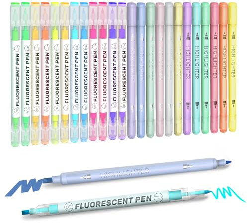 EooUooIP Evidenziatore pastello, 24 colori evidenziatori, evidenziatori biblici in colori assortiti senza spurgo per appunti di diario, articoli per ufficio scolastici per studenti