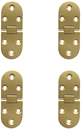 LIKERAINY 180 Degré Flip Charnières Rabattables en Laiton Bord Rond avec Vis Charnière pour Table Pliante Meubles Armoire Portes Boîte En Bois Anti Rouille Cuivre Polissage Lot de 4