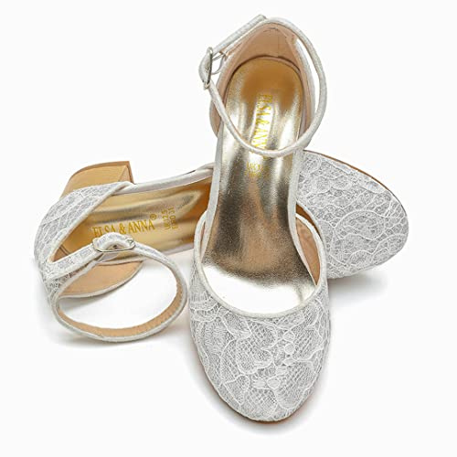 ELSA & ANNA Scarpe da Principessa per Ragazze - Scarpe con Tacco 3cm - Scarpe per Costumi Elsa Glitterate per Feste e Compleanni - Tacchi Alti per Bambini (WHT2102)