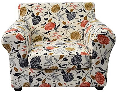 KRFOONN 2 Piece Chair Covers Printed Sofa Covers Couch Covers Washable Armchair Sofa Couch Slipcover Furniture Protector with Elastic Bottom for Living Room (Armchair, 01), Small