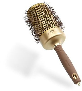 Olivia Garden Expert Blowout Shine – Gold & Braun - 65 - Runde, antistatische Keramikbürste für glänzende und frizzfreie Blowouts